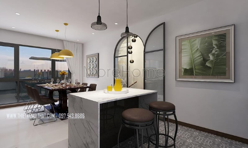 Đá vân mây LG cho bàn đảo phòng bếp hiện đại, đẹp, sang trọng. Mẫu nội thất biệt thự đẹp